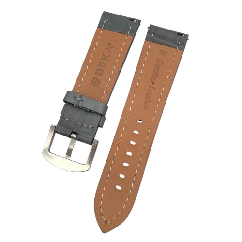 24 mm Spor S Kroko Gri Deri Saat Kordonu